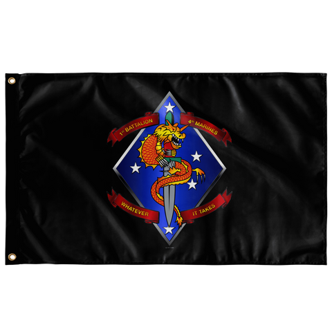 1st Battalion 4th Marines Black Flag Elite Flags Wall Flag - 36"x60"