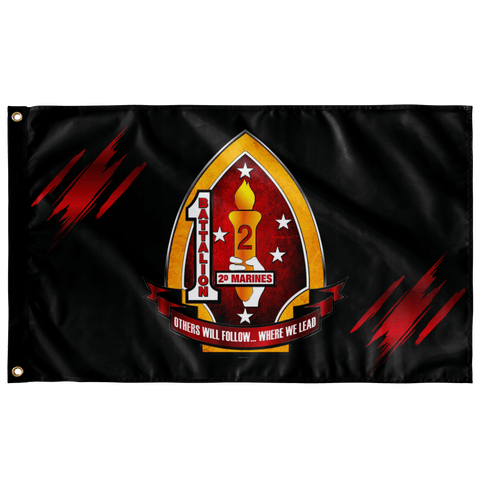1st Bn 2nd Marines Accent Black Flag Elite Flags Wall Flag - 36"x60"