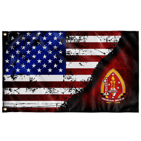 1st Bn 2nd Marines Stars & Stripes Flag Elite Flags Wall Flag - 36"x60"