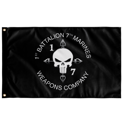 1st Bn 7th Marines Weapons Co Black Flag Elite Flags Wall Flag - 36"x60"