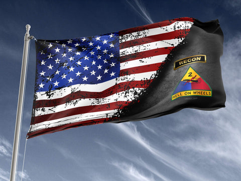 2nd Armored Division Recon Stars & Stripes Outdoor Flag Elite Flags Outdoor Flag - 36"x60"