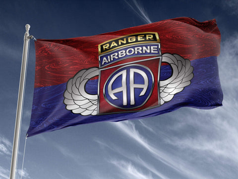 82nd Airborne Division Tabbed Winged Outdoor Flag Elite Flags Outdoor Flag - 36" X 60"