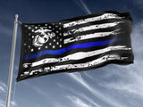 Marines Thin Blue Line Outdoor Flag Elite Flags Outdoor Flag - 36"x60"