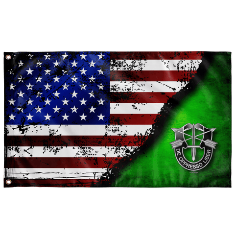 Special Forces Crest Stars & Stripes Flag (AZ 08) Elite Flags Wall Flag - 36"x60"
