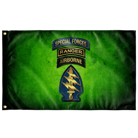 Special Forces Tabbed Green Outdoor Flag Elite Flags Outdoor Flag - 36"x60"